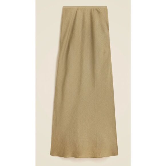 NWOT J Crew Gywneth linen slip skirt in green khaki, Med $118 A56 - Picture 2 of 8